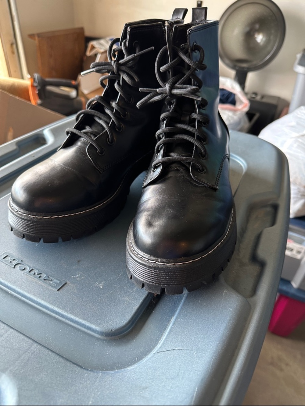 No Boundaries Black Lace-Up Platform Combat Boots